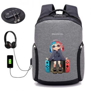 18 Inch Splatoon2 USB Backpack School Bag Combination Lock