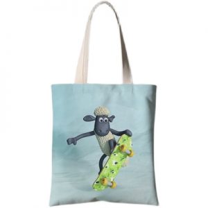 Shaun the Sheep Canvas Grocery Bag Shopping Bag Reusable Large Shopping Canvas Bags Natural White Cloth Shoulder Bags Canvas Tote Bag Perfect for Crafting Decorating