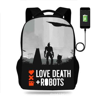 18 Inch Love Death & Robots Backpack School Bag Black - Image 10