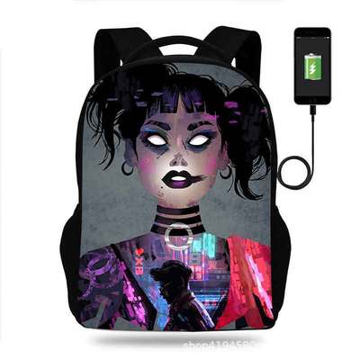 18 Inch Love Death & Robots Backpack School Bag Black - Image 14