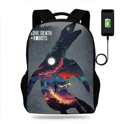 18 Inch Love Death & Robots Backpack School Bag Black - Image 16