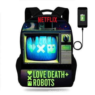 18 Inch Love Death & Robots Backpack School Bag Black - Image 19