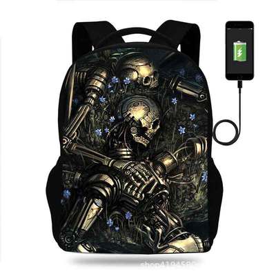 18 Inch Love Death & Robots Backpack School Bag Black - Image 20