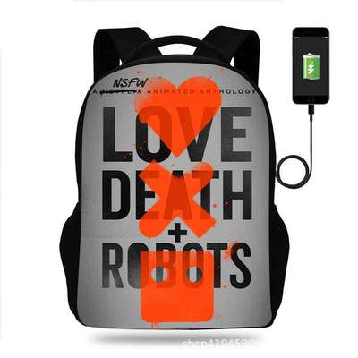 18 Inch Love Death & Robots Backpack School Bag Black - Image 3