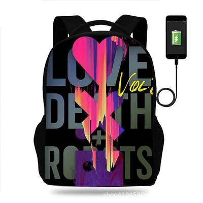 18 Inch Love Death & Robots Backpack School Bag Black - Image 4