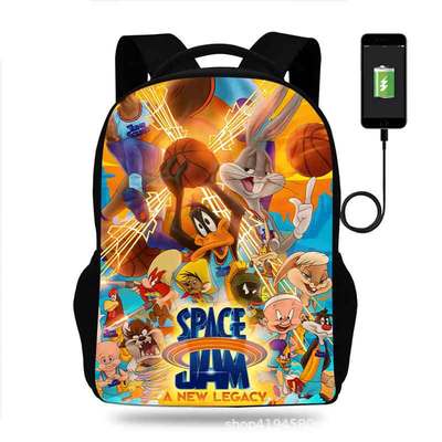 18 Inch Space Jam Backpack School Bag Black