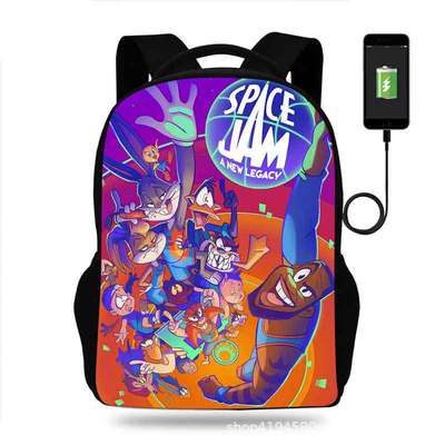 18 Inch Space Jam Backpack School Bag Black - Image 14