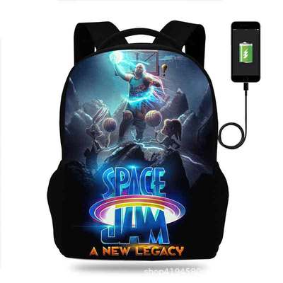 18 Inch Space Jam Backpack School Bag Black - Image 16