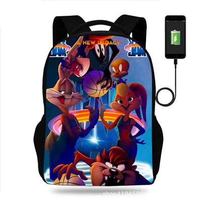 18 Inch Space Jam Backpack School Bag Black - Image 17