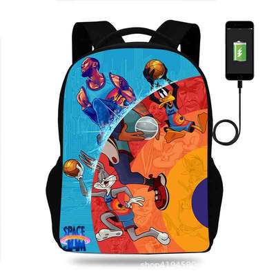 18 Inch Space Jam Backpack School Bag Black - Image 2