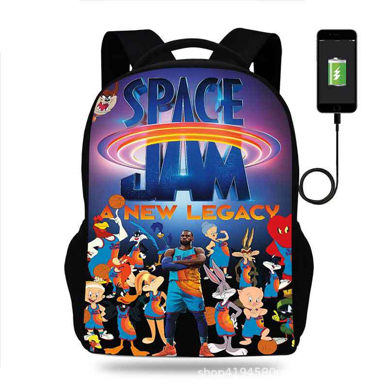 18 Inch Space Jam Backpack School Bag Black - Image 20