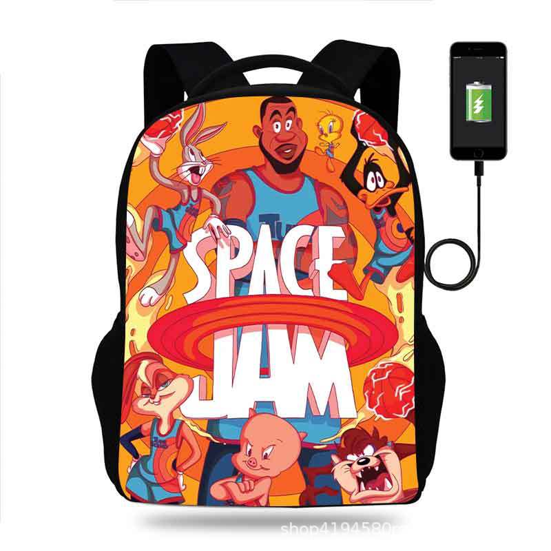 18 Inch Space Jam Backpack School Bag Black - Image 21