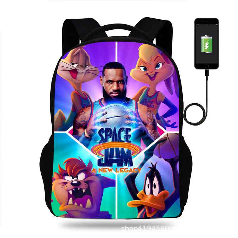 18 Inch Space Jam Backpack School Bag Black - Image 22