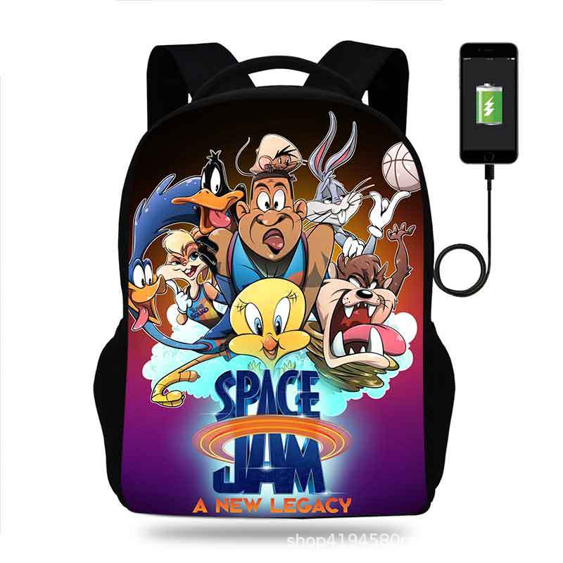 18 Inch Space Jam Backpack School Bag Black - Image 24