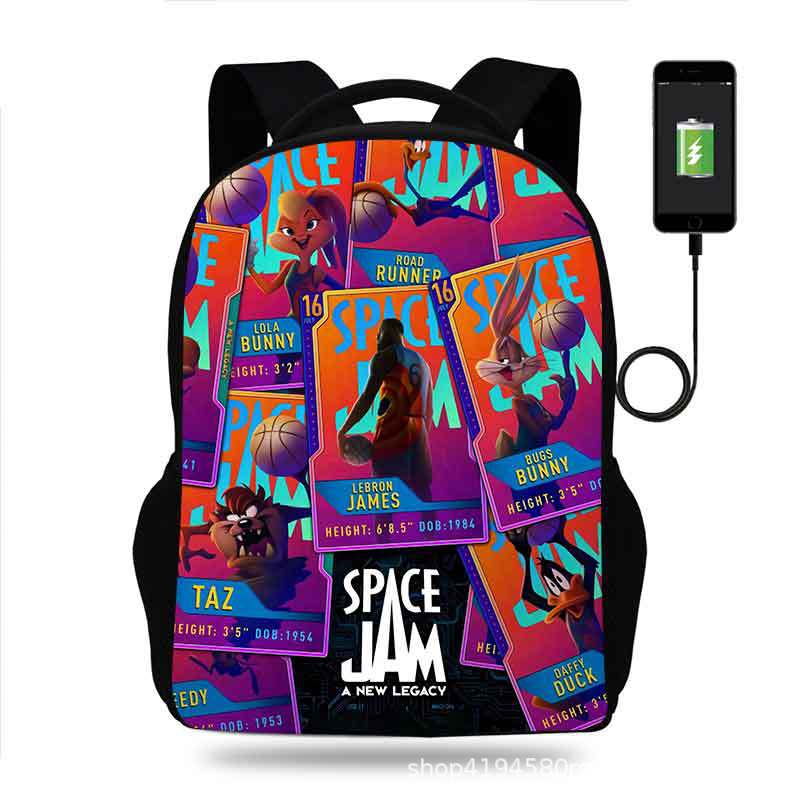 18 Inch Space Jam Backpack School Bag Black - Image 25