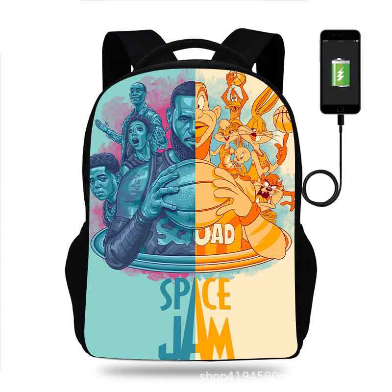 18 Inch Space Jam Backpack School Bag Black - Image 26