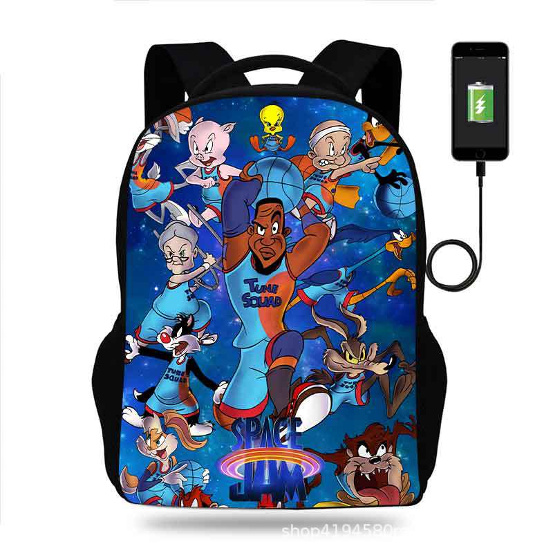 18 Inch Space Jam Backpack School Bag Black - Image 28