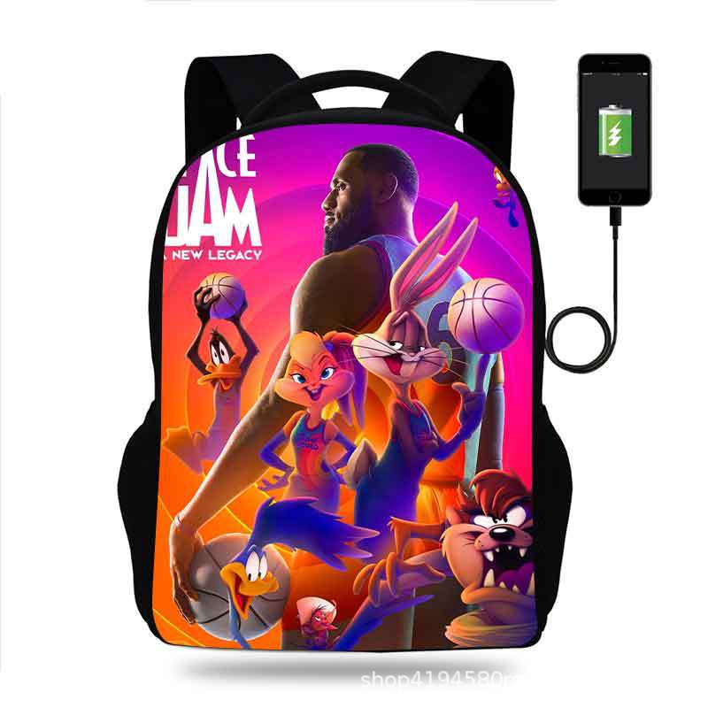 18 Inch Space Jam Backpack School Bag Black - Image 29