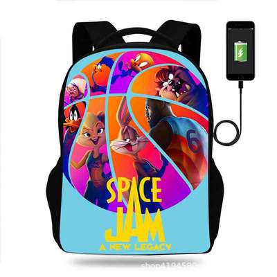 18 Inch Space Jam Backpack School Bag Black - Image 4
