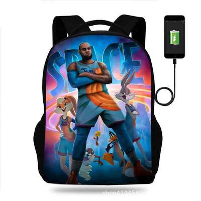 18 Inch Space Jam Backpack School Bag Black - Image 6