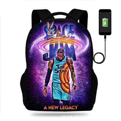 18 Inch Space Jam Backpack School Bag Black - Image 8