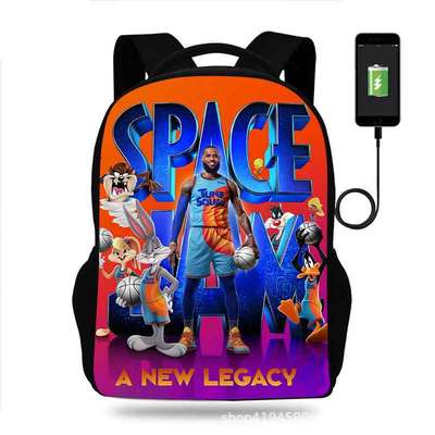18 Inch Space Jam Backpack School Bag Black - Image 9