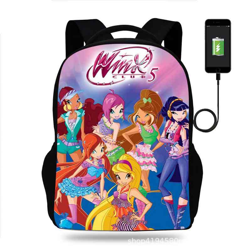 18 Inch Winx Club Backpack School Bag Black - Image 2