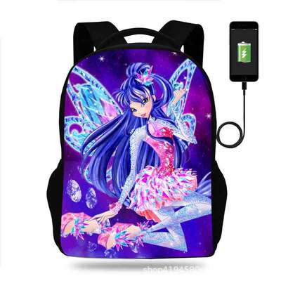 18 Inch Winx Club Backpack School Bag Black - Image 4