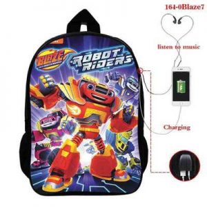 Blaze And The Monster Machines USB Charge Backpack Mega Charizard Split Students Boys Girls Knapsack Men Women Travel Laptop Rucksack
