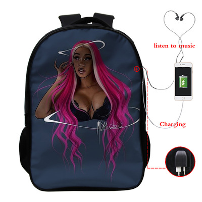 Cardi B USB Charge Backpack Mega Charizard Split Students Boys Girls Knapsack Men Women Travel Laptop Rucksack - Image 7