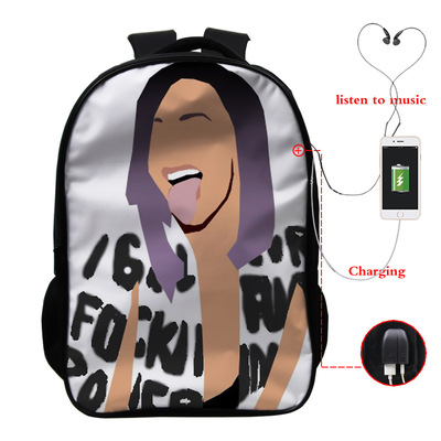 Cardi B USB Charge Backpack Mega Charizard Split Students Boys Girls Knapsack Men Women Travel Laptop Rucksack - Image 13