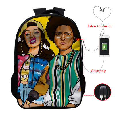 Cardi B USB Charge Backpack Mega Charizard Split Students Boys Girls Knapsack Men Women Travel Laptop Rucksack - Image 17