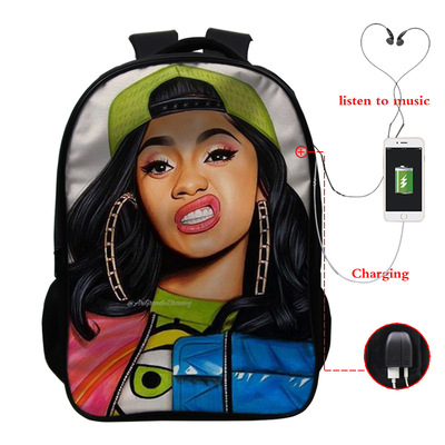 Cardi B USB Charge Backpack Mega Charizard Split Students Boys Girls Knapsack Men Women Travel Laptop Rucksack - Image 16