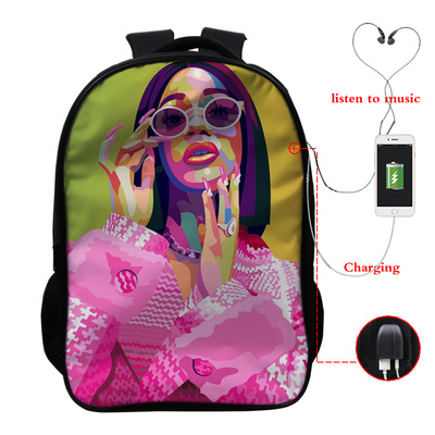 Cardi B USB Charge Backpack Mega Charizard Split Students Boys Girls Knapsack Men Women Travel Laptop Rucksack - Image 18
