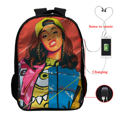 Cardi B USB Charge Backpack Mega Charizard Split Students Boys Girls Knapsack Men Women Travel Laptop Rucksack - Image 20