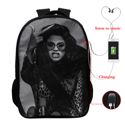 Cardi B USB Charge Backpack Mega Charizard Split Students Boys Girls Knapsack Men Women Travel Laptop Rucksack - Image 2