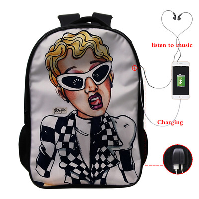 Cardi B USB Charge Backpack Mega Charizard Split Students Boys Girls Knapsack Men Women Travel Laptop Rucksack - Image 3