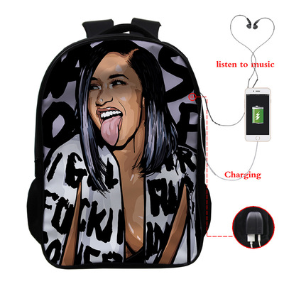 Cardi B USB Charge Backpack Mega Charizard Split Students Boys Girls Knapsack Men Women Travel Laptop Rucksack - Image 4