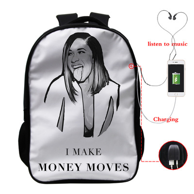 Cardi B USB Charge Backpack Mega Charizard Split Students Boys Girls Knapsack Men Women Travel Laptop Rucksack - Image 5