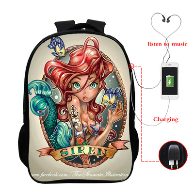 Princess Series USB Charge Backpack Mega Charizard Split Students Boys Girls Knapsack Men Women Travel Laptop Rucksack - Image 7