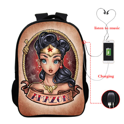 Princess Series USB Charge Backpack Mega Charizard Split Students Boys Girls Knapsack Men Women Travel Laptop Rucksack - Image 11