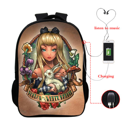 Princess Series USB Charge Backpack Mega Charizard Split Students Boys Girls Knapsack Men Women Travel Laptop Rucksack - Image 12