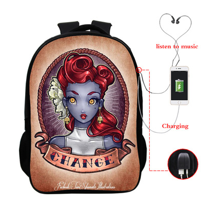Princess Series USB Charge Backpack Mega Charizard Split Students Boys Girls Knapsack Men Women Travel Laptop Rucksack - Image 13