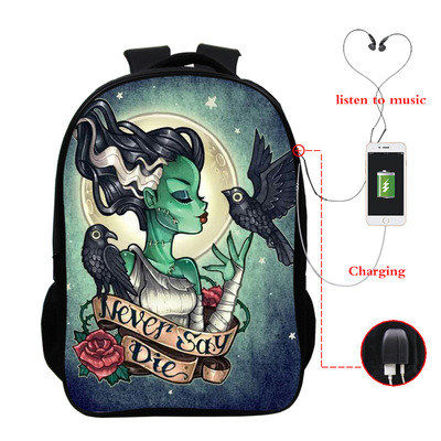 Princess Series USB Charge Backpack Mega Charizard Split Students Boys Girls Knapsack Men Women Travel Laptop Rucksack - Image 3
