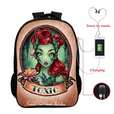 Princess Series USB Charge Backpack Mega Charizard Split Students Boys Girls Knapsack Men Women Travel Laptop Rucksack - Image 4