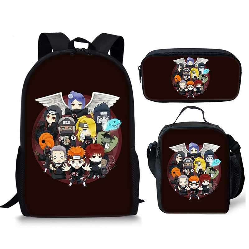 18 Inch NARUTO Backpack School Bag+Lunch Bag+Pencil Bag - giftcartoon