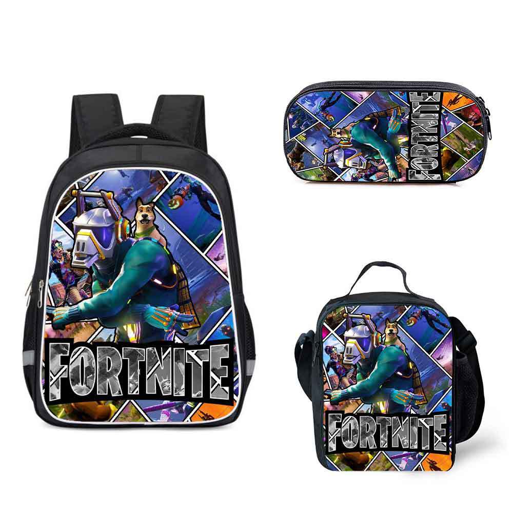 16 Inch Fortnite Backpack School Bag+Lunch Bag+Pencil Bag - Image 5