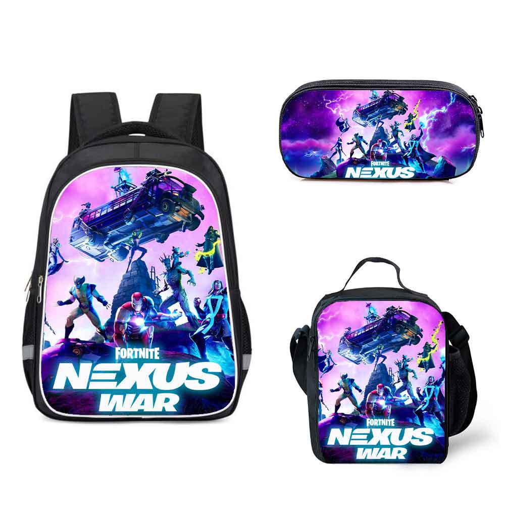 16 Inch Fortnite Backpack School Bag+Lunch Bag+Pencil Bag - Image 3