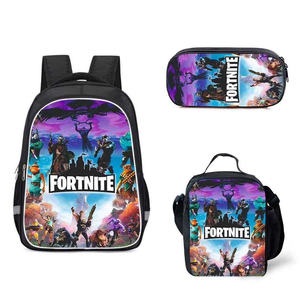 16 Inch Fortnite Backpack School Bag+Lunch Bag+Pencil Bag - Image 2