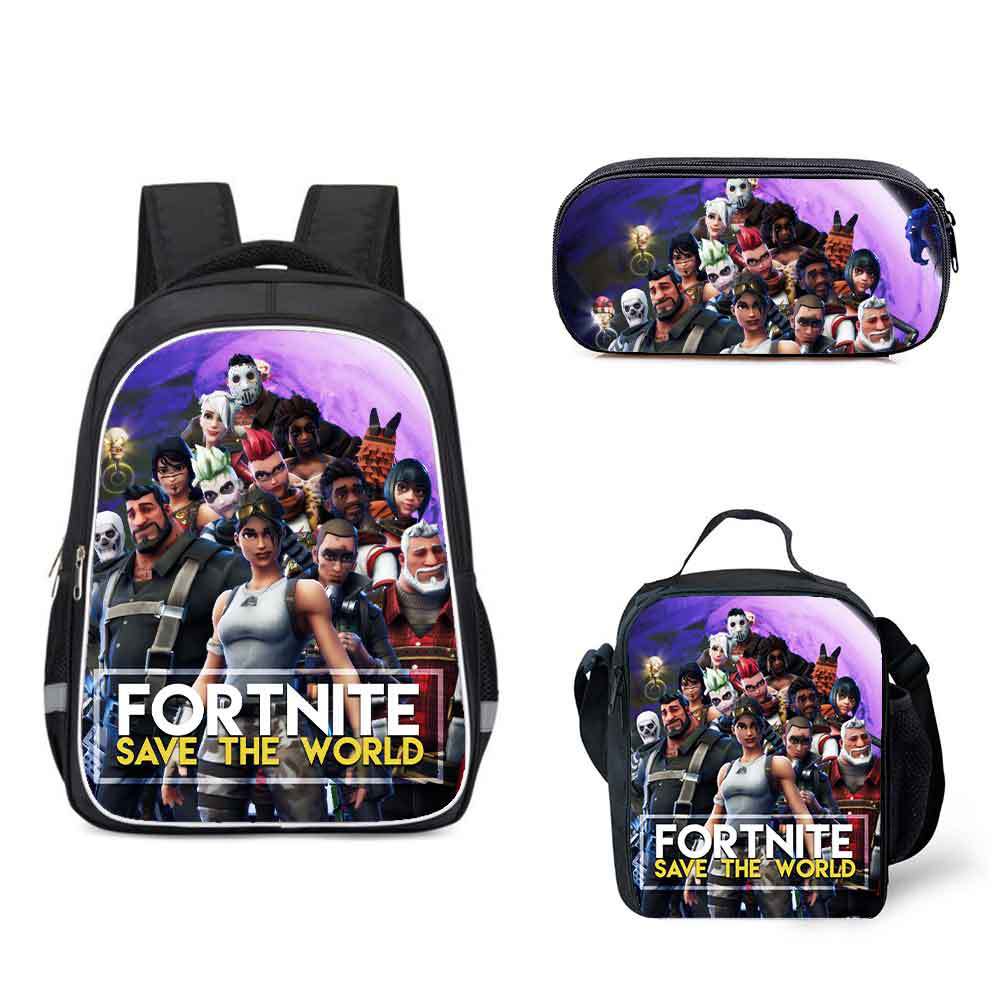 16 Inch Fortnite Backpack School Bag+Lunch Bag+Pencil Bag - Image 12
